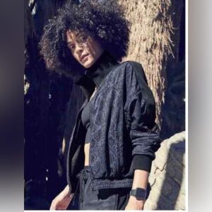 Athleta Brooklyn Track Bomber Print Jacket Size Small